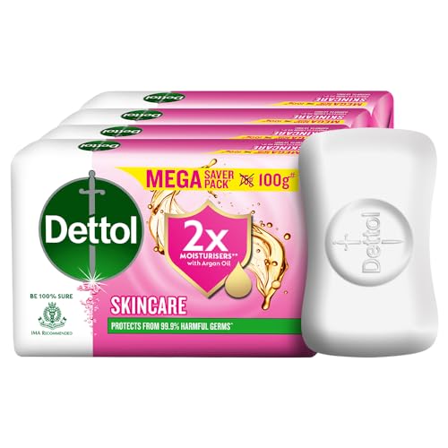 Dettol Skincare Moisturizing Beauty Bathing Soap Bar with Argan Oil (400gm) | Softer Skin, 100gm,
