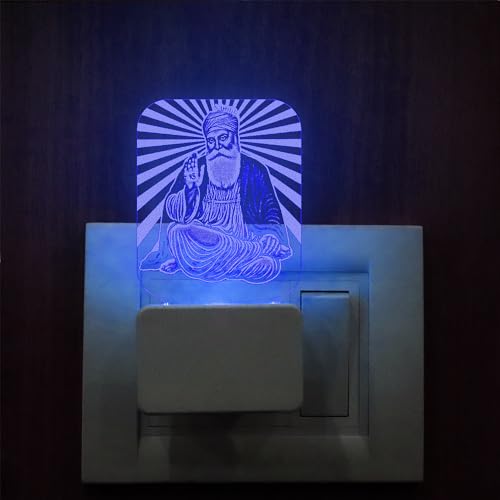 StarLaser 3D Illusion Guru Nanak Dev ji Led Plug Lamp for Home Office Gurudwara Pooja Room Decor