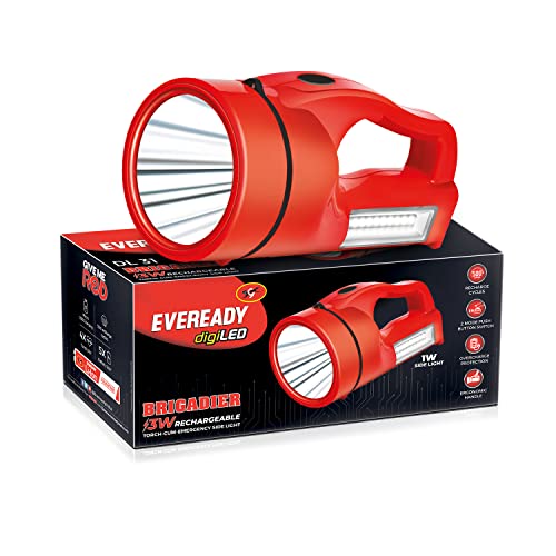 Eveready Led Rechargeable Torch Light | DL31 | Overcharge Protection | 250 Lumens | 3W Torch & 1W