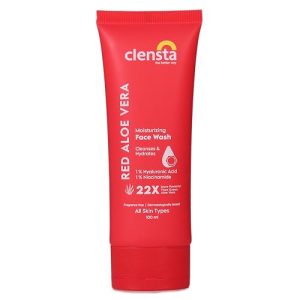 Clensta Red Aloe Vera Moisturizing Face Wash | Gentle Skin Cleanser With 0.1% Hyaluronic Acid & Aloe