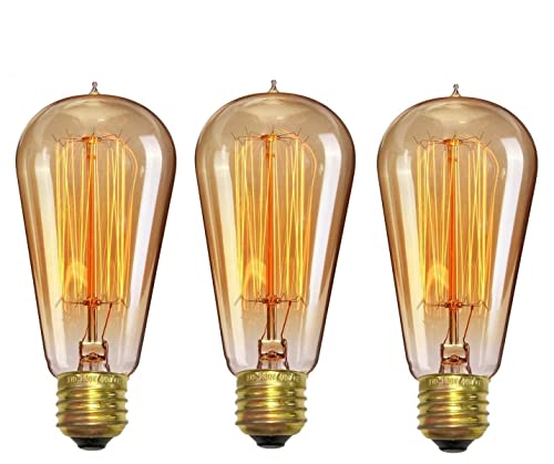 Lexton Tesla Filament Bulb | Antique Glass Light Bulbs | Vintage Base | E27 | Yellow Light | Pack of