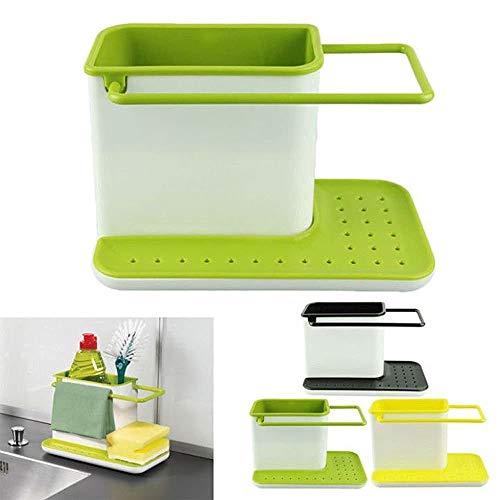 Zollyss 3 In 1 Kitchen Sink Organizer For Dishwasher Liquid, Brush, Cloth, Soap, Sponge, Etc. -