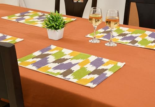 Yellow Weaves Cotton Canvas Dining Table Placemats | Heat Resistant Dining Table Place Mats for