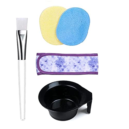 CRIYALE Facial Brush For Face Pack with Bowl, Headband & 2 Face Cleansing Sponges Cosmetic Puff