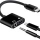 USB-C to 3.5mm Headphone Jack Audio Adapter and Charging Splitter - Compatible with Smartphones and