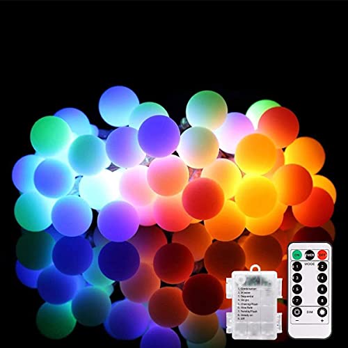 Litehom Outdoor String Lights, 18.5 Feet 40 LED Lights with Remote 8 Modes Battery Operated Ball