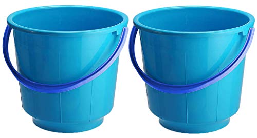 Kuber Industries 2 Pieces Unbreakable Strong Plastic Bathroom Bucket 13 LTR (Blue) - CTKTC037905