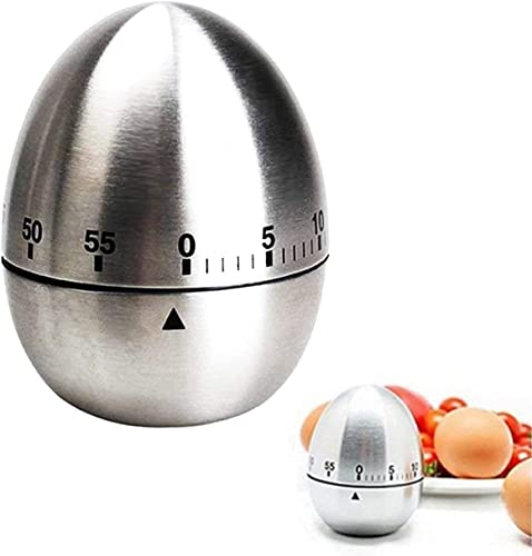 Original Mart Egg Kitchen Timer Cute Manual, Stainless Steel Metal Mechanical Visual Countdown