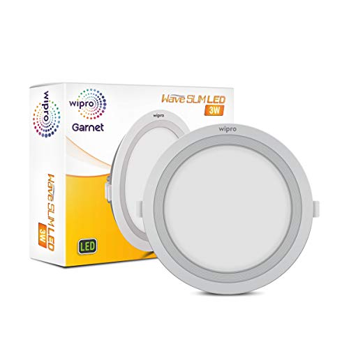 wipro Garnet 3W Round LED Wave Panel Light for Ceiling | Warm White Light (3000K) | Ultra-Slim