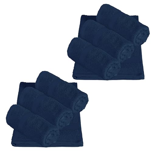 Story@Home Cotton Hand Towel, Hand Towels for Wash Basin | Navy Blue |40 cm X 60 cm| Pack of 8 Hand