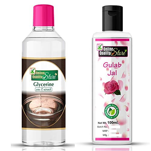 Online Quality Store Pure Rose Water Gulab Jal Natural (100Ml) + Glycerin (200g) For Beauty & Skin