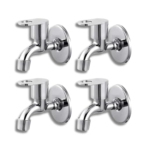 iRiS Series Stainless Steel Taps Set of 4 with Brass Catridge & Wall Flange/Long Body Tap for