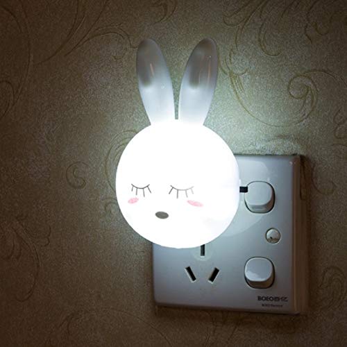 Chocozone Plug in Rabbit Night Lamp for Bedroom Night Light for Kids Room (White)