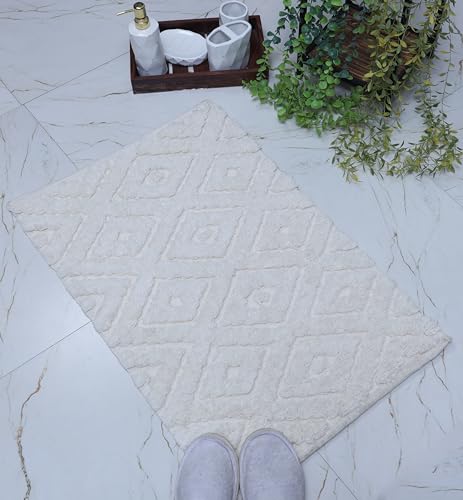 Haus Luxury Cotton Tufted Bath Rug Floor mat for Spa Vanity Shower Soft Machine Washable Bath Rug
