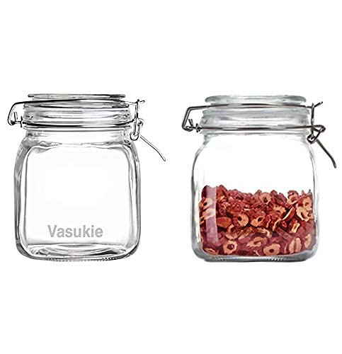 Vasukie Glass Jars with Airtight Lids Wide Mouth Storage Canister Jars Kitchen Storage Buckle Lid