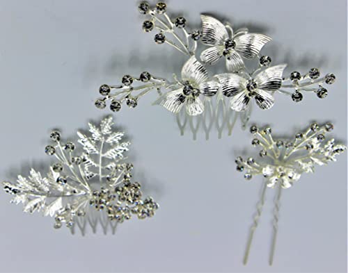AB Beauty House 3 Pcs Bridal Hair Accessories Stylish Hair Comb Clips Hair Pins for Women & Girls