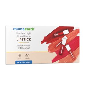 Mamaearth Feather Light Liquid Matte Lipstick pack of 4 minis | Valentine's Day Gift Pack - (4 X 1.2