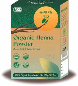 RKS Nature Owl Herbal Henna Powder for Hair Women and Men | 100% Natural and Organic Henna for Hair