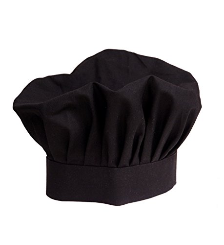 Switchon Unisex Solid Fabric Chef's Cap Cum Hat for Home and Hotel - Black