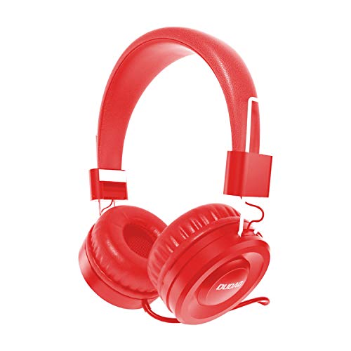 DUDAO X21 On-Ear 3.5Mm Wired Headphones for Mobiles and Laptop with in-Line Mic (Red)