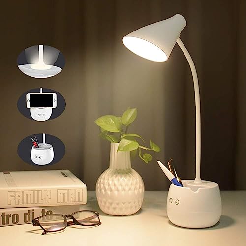 SaleOn Touch LED Desk Lamp, Rechargeable Study Lamp with Stationary and Phone Holder, Table Lamp