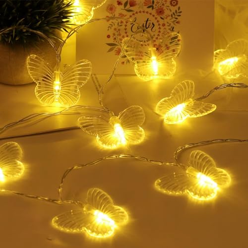 Party Propz Butterfly Led Lights - 14 Feet, 14 LED Warm White Serial Series Light | Led Lights for