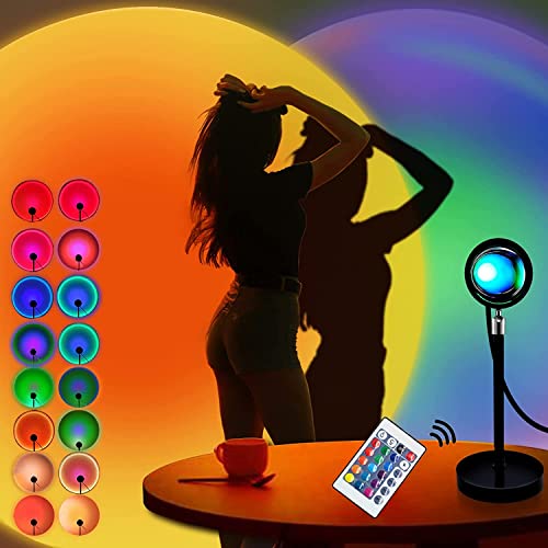 XERGY Sunset Lamp Projection Lamp Night Light Romantic 16 Colors Changing with Remote for Family