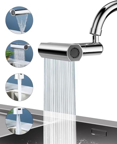 AZCONA IMPEX 4 in 1 Waterfall Kitchen Faucet,360° Swivelling Anti-Splash Sink Faucet Sprayer