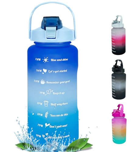 House of Quirk 2 Litre 3D Sticker Water Bottle with Straw, Unbreakable Sports Water Bottles with