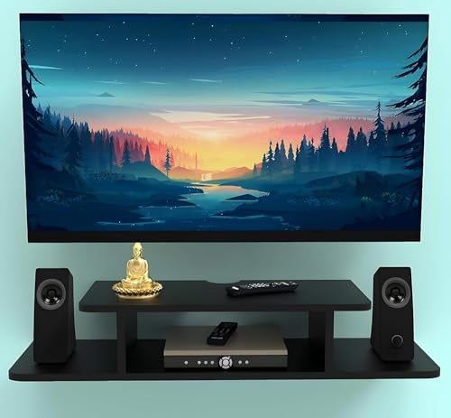 Wooden Cart Dinise Deco Tv Entertainment Unit Set Top Box Stand Wall Mounted Shelf Racks Wooden Tv
