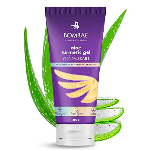 Bombae Aloe Turmeric Gel for face, skin & hair | 100% pure aloe gel with brightening saffron,