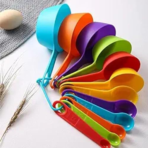 10 PCS Measuring Cups, Colorful Measuring Cups and Spoons Set, Stackable Measuring Spoons, Nesting