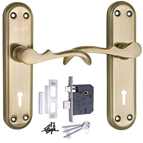 Atom Heavy Duty Mortise Door Lock for Bedroom, Living Room, Main Door, Brass Antique Finish | 3 Keys