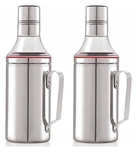 STEEPLE 1000ml Stainless Steel Oil Dispenser with handle 1 Litre (pack of 2)