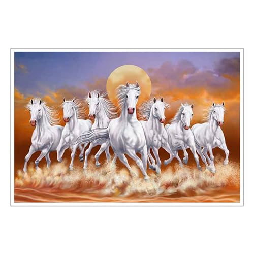 Masstone Seven Horses Vastu Poster for Bedroom | Wall Poster for Bedroom (12x18 Inch) | Seven