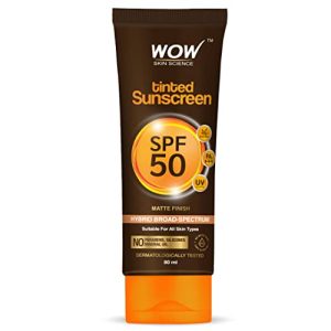 WOW Skin Science Tinted Sunscreen SPF 50 PA +++ Matte Finish for Broad Spectrum Protection | UVA &