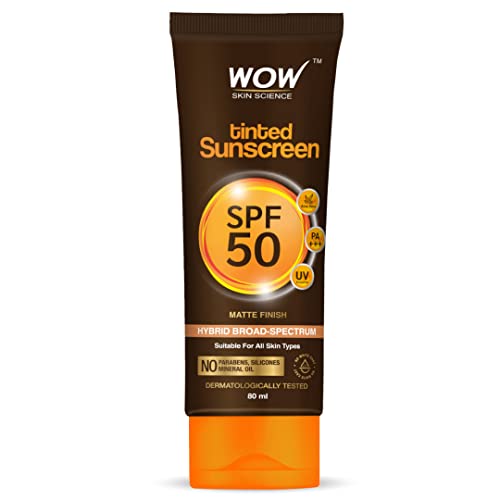 WOW Skin Science Tinted Sunscreen SPF 50 PA +++ Matte Finish for Broad Spectrum Protection | UVA &