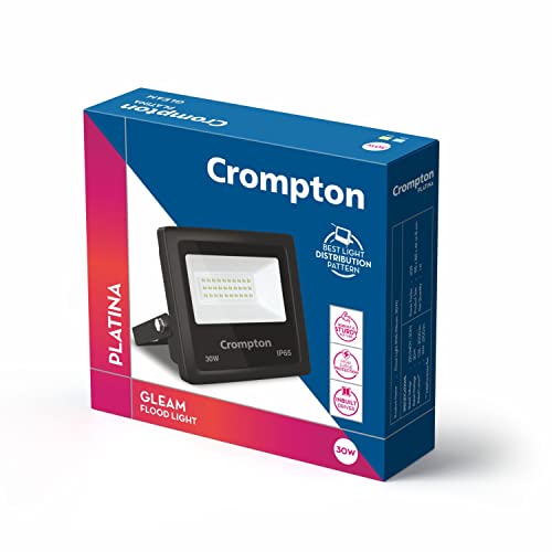 Crompton Gleam 30 Watt Outdoor Waterproof LED Flood Light | Wide Angle Beam| (Cool Day Light 6500K)