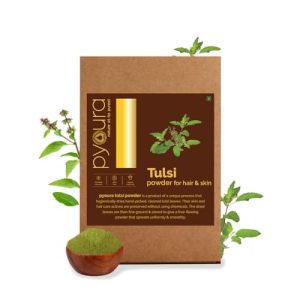 pyoura Pure Tulsi Powder | 100% Natural | Hygienically Dried | Face Pack for Youthful Clear Skin |