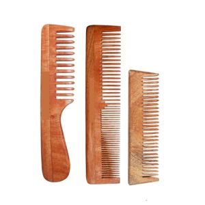 SUSTAIN GO Neem Wood Comb For Hair Growth | Hair comb set combo for Women & Men | Kachi Neem Kangi |