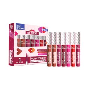 Blue Heaven Lip Kicks Non Transfer Lip color Pack of 7, Liquid Matte Lipsticks for Women, Long
