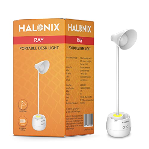 Halonix Wood Ray Led Study Lamp/Table Lamp Rechargeable Led Desk Lamp, Touch Control Table Lamp,