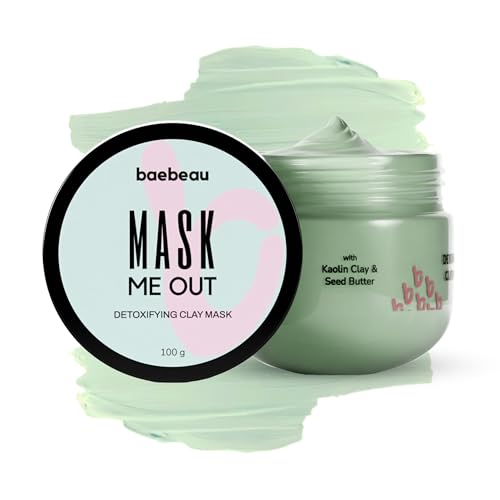 Baebeau Mask Me Out Detoxifying Clay Mask for Bright, Smooth, & Poreless Skin with Kaolin Clay &
