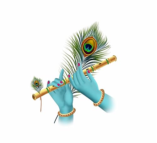 MGHY PVC Krishna in Flute Hands Wall Sticker for Living Room,Bedroom,Office,Kids Room Size - 40 Cm X