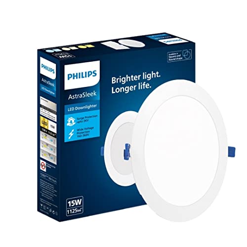 PHILIPS Astra Sleek 15-watt Round LED Polycarbonate (PC) Downlighter | LED Ceiling Light for Home