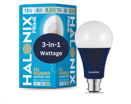 Halonix All Rounder Base B22D 15W,8W,0.5W Multi Wattage Adjustable Light Led Bulb (Pack Of 1, White