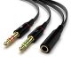 Pacificdeals Flat Cable 2 Male to 1 Female 3.5mm Headphone Earphone Mic Audio Y Splitter Aux Cable