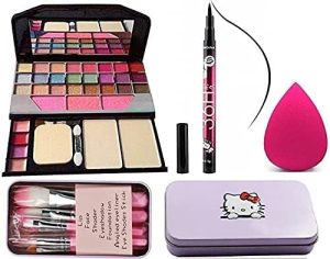Women's & Girl's Tya 6155 Multicolour Makeup Kit with 7 Pink Makeup Brushes Set, 36H Waterproof