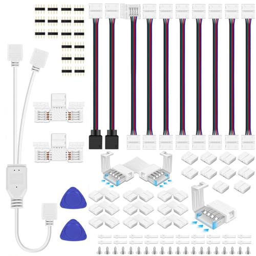 HASTHIP® LED Strip Light Connectors Kit RGB LED Strip Connector Kit LED Modification Connector Kit