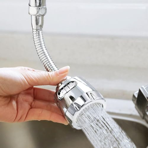 JIALTO 360° Rotating Faucet Sprayer with Double Mode Aerator Extension Tubes, Water-Saving, for